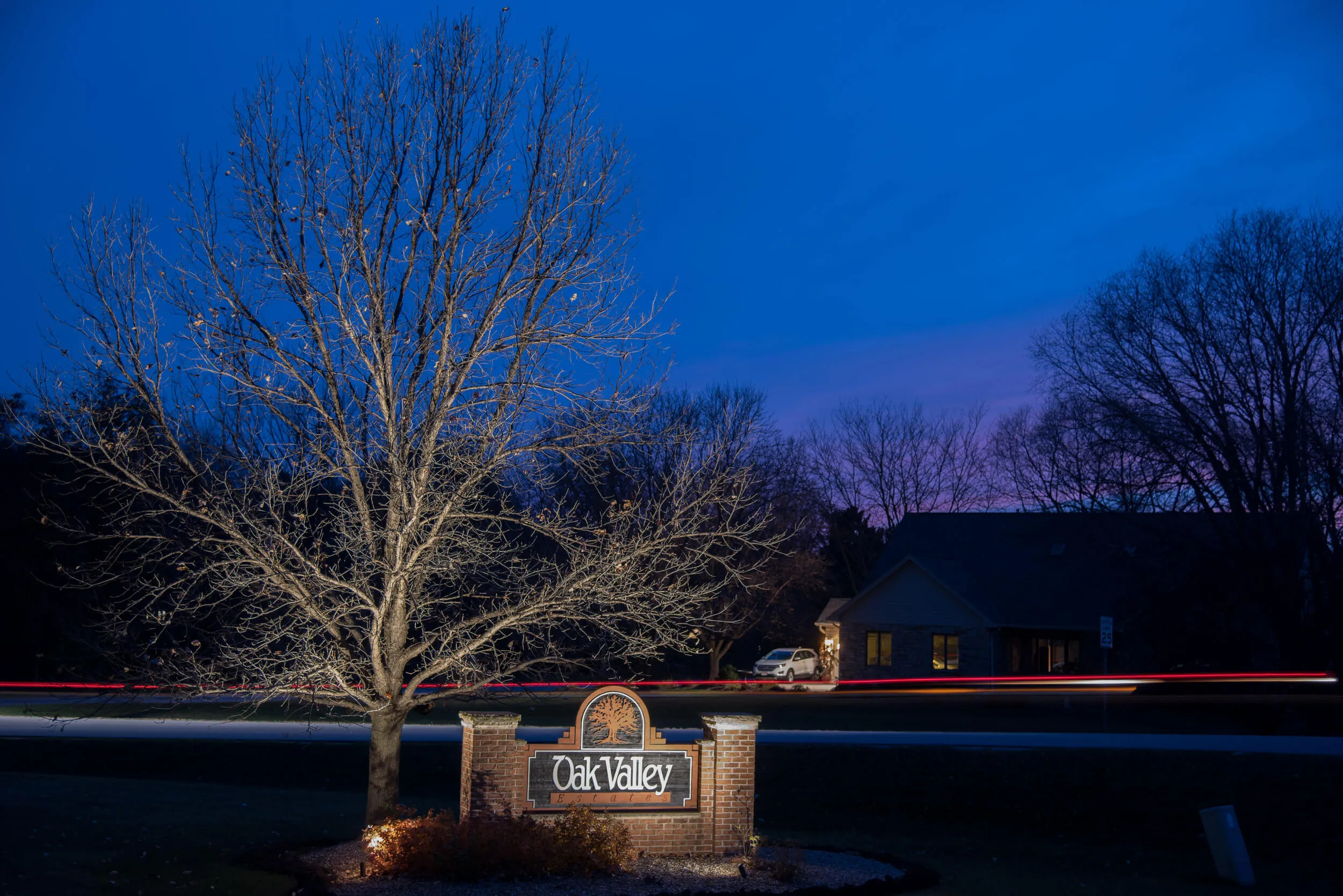 lit neighborhood sign
